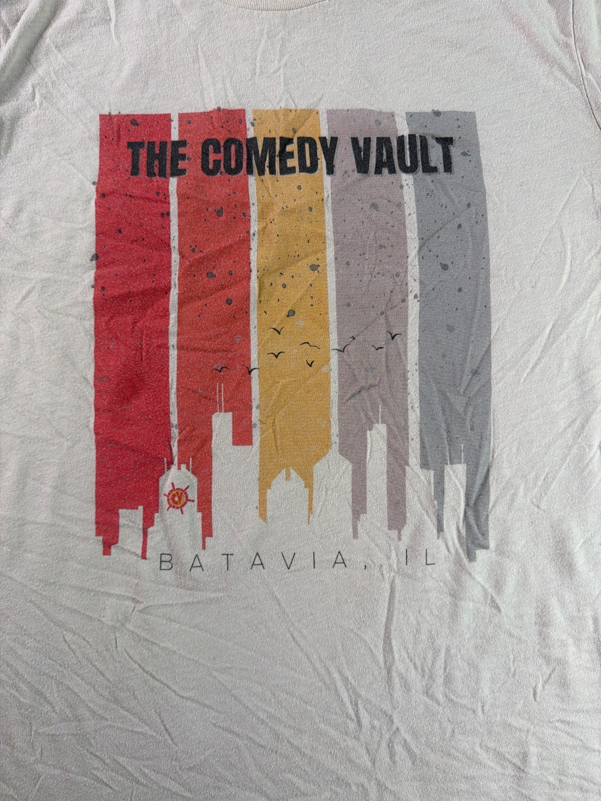 Bella Canvas Comedy Vault Batavia IL Skyline Graphic Tee Unisex Medium Cream