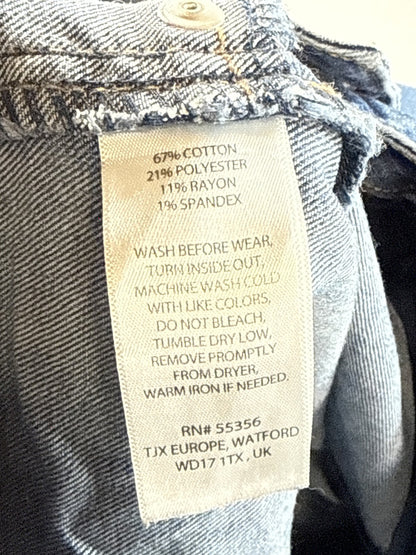 Jones New York Womens 18W High Rise Wide Leg Raw Hem Stretch Jeans Medium Wash