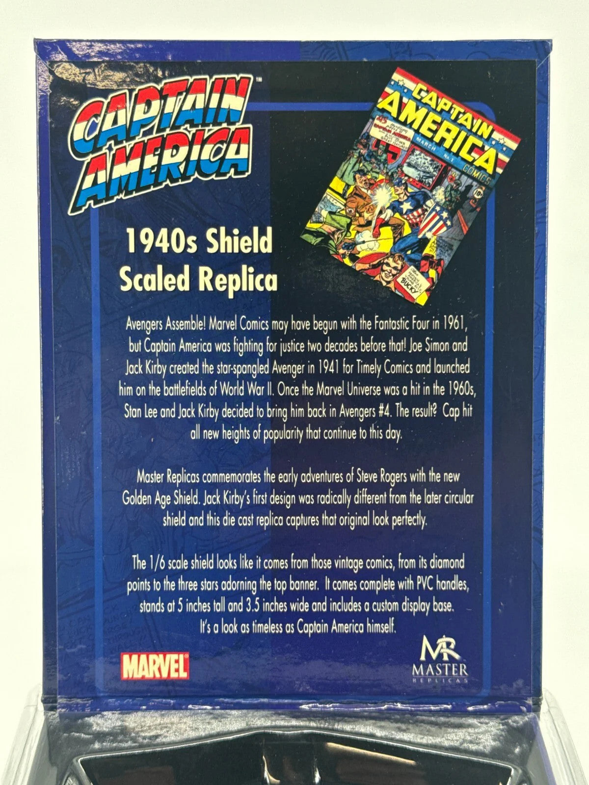 Captain America 1940s Shield Replica 1:6 Die-Cast Marvel Master NIB Display 1818