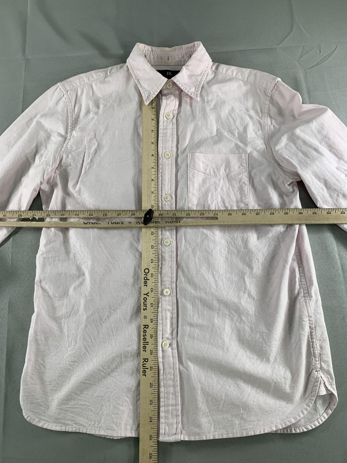 BR Shirt Mens Small Pink Long Sleeve Button Down Standard Fit Solid Casual Red