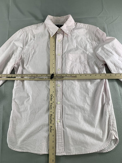 BR Shirt Mens Small Pink Long Sleeve Button Down Standard Fit Solid Casual Red
