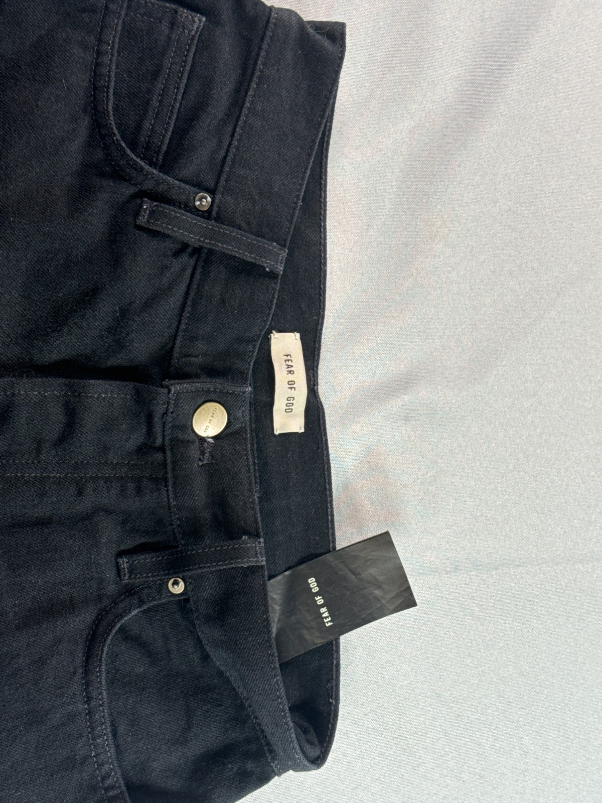 Fear of God Jeans 28 Black Denim Straight Leg Raw Hem Selvedge Fourth Collection
