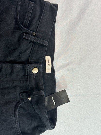 Fear of God Jeans 28 Black Denim Straight Leg Raw Hem Selvedge Fourth Collection