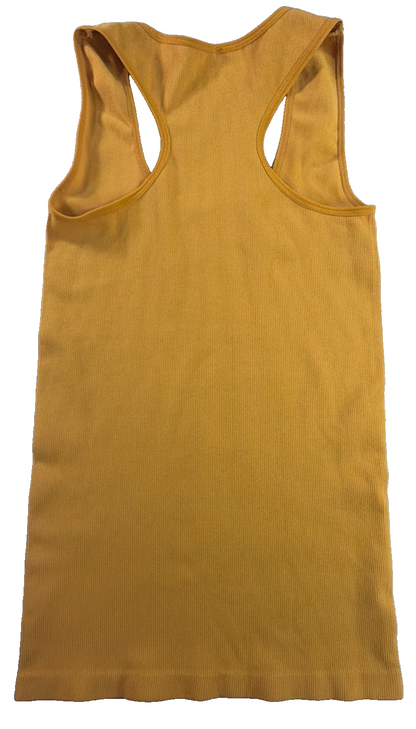 C-Mode Ribbed Racerback Tank Top Mustard Yellow Nylon Spandex Scoop Neck NWT