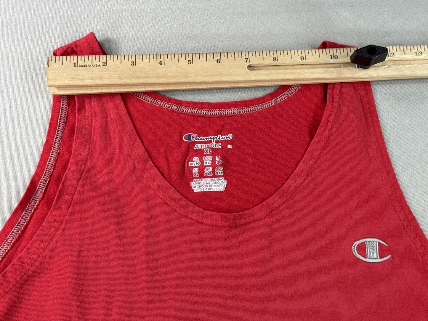 Champion T2238 Tank Top XL Red 100% Cotton Scoop Neck Sleeveless Athletic Logo