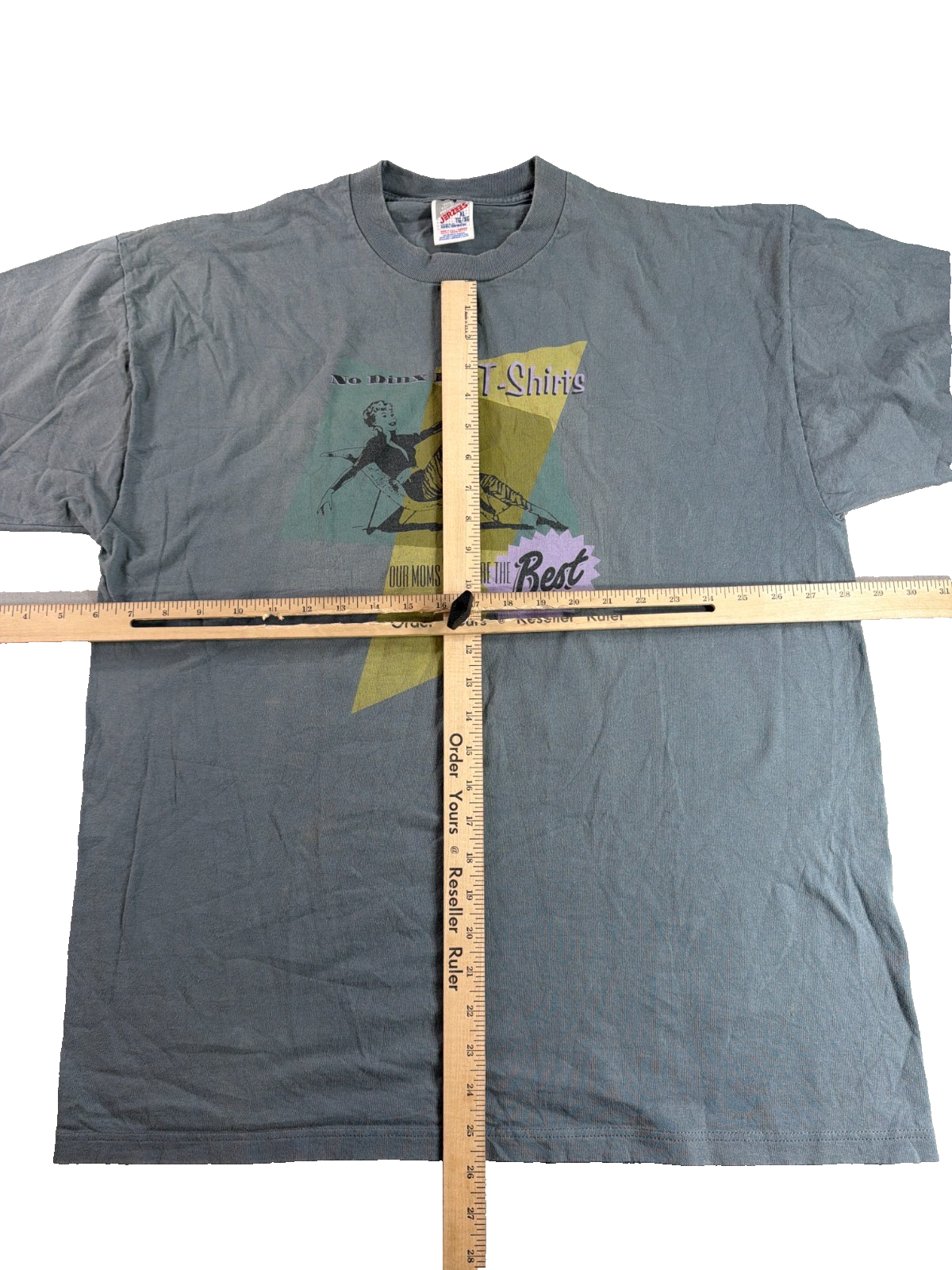 Vintage 90s No Dinx Inc T-Shirts Humor Novelty Graphic Tee Jerzees XL Gray USA