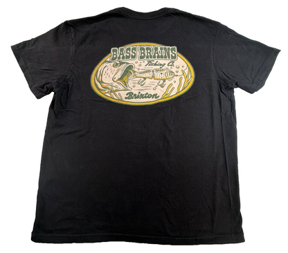 Brixton Bass Brains Fishing Co Collab Black Graphic Tee Short Sleeve Cotton M