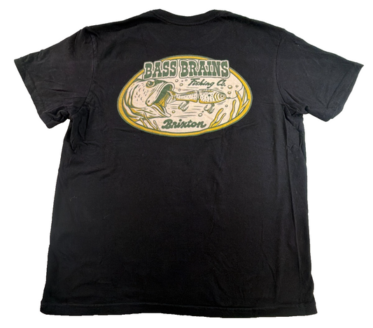 Brixton Bass Brains Fishing Co Collab Black Graphic Tee Short Sleeve Cotton M