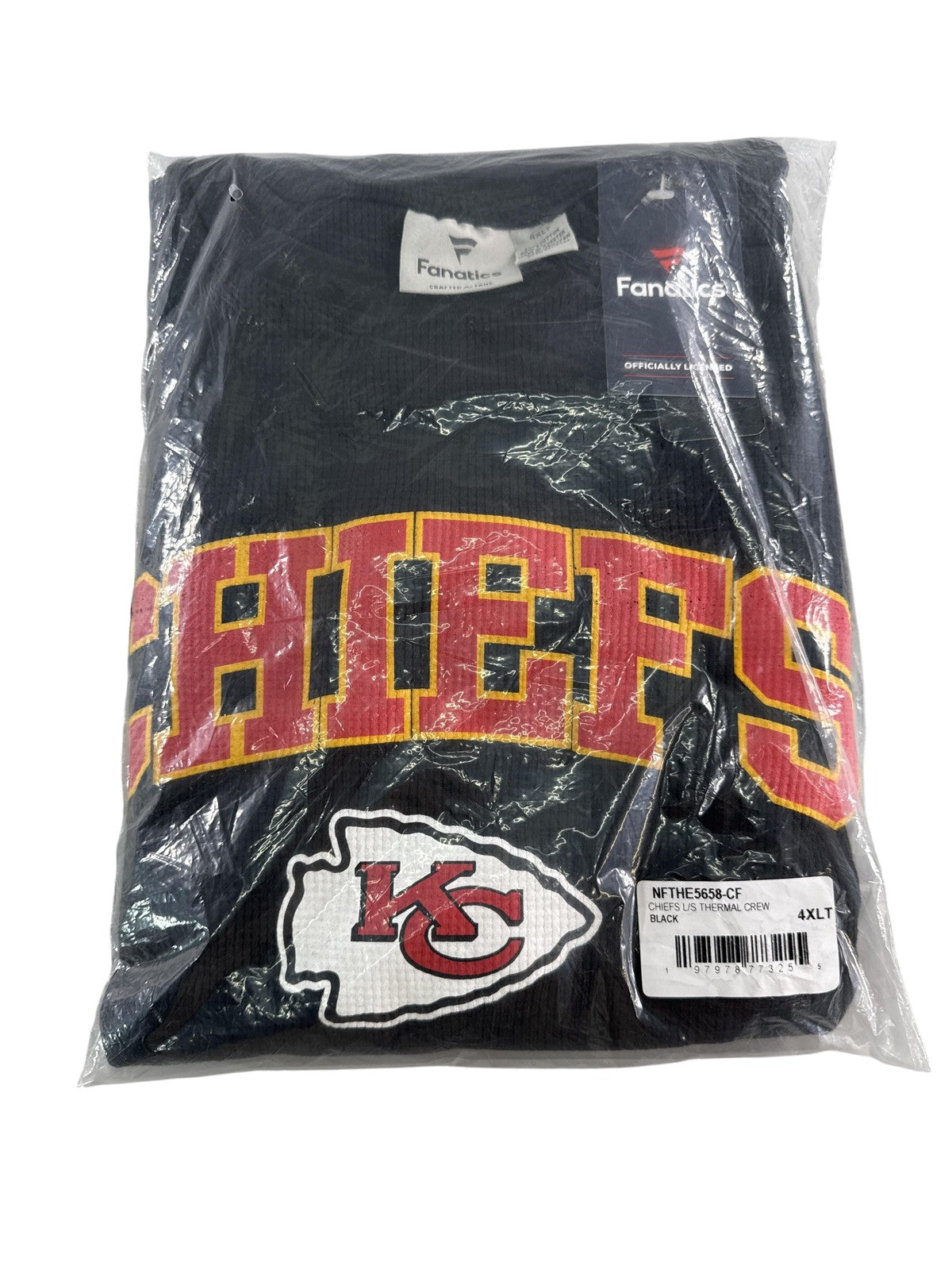 Kansas City Chiefs Shirt Mens 4XLT Black NFL Football Long Sleeve Thermal Crew