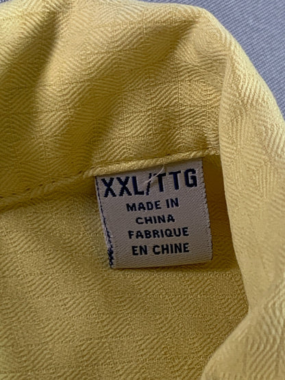Tommy Bahama IslandZone Mens XXL Yellow Camp Shirt Button Up Short Sleeve Marlin