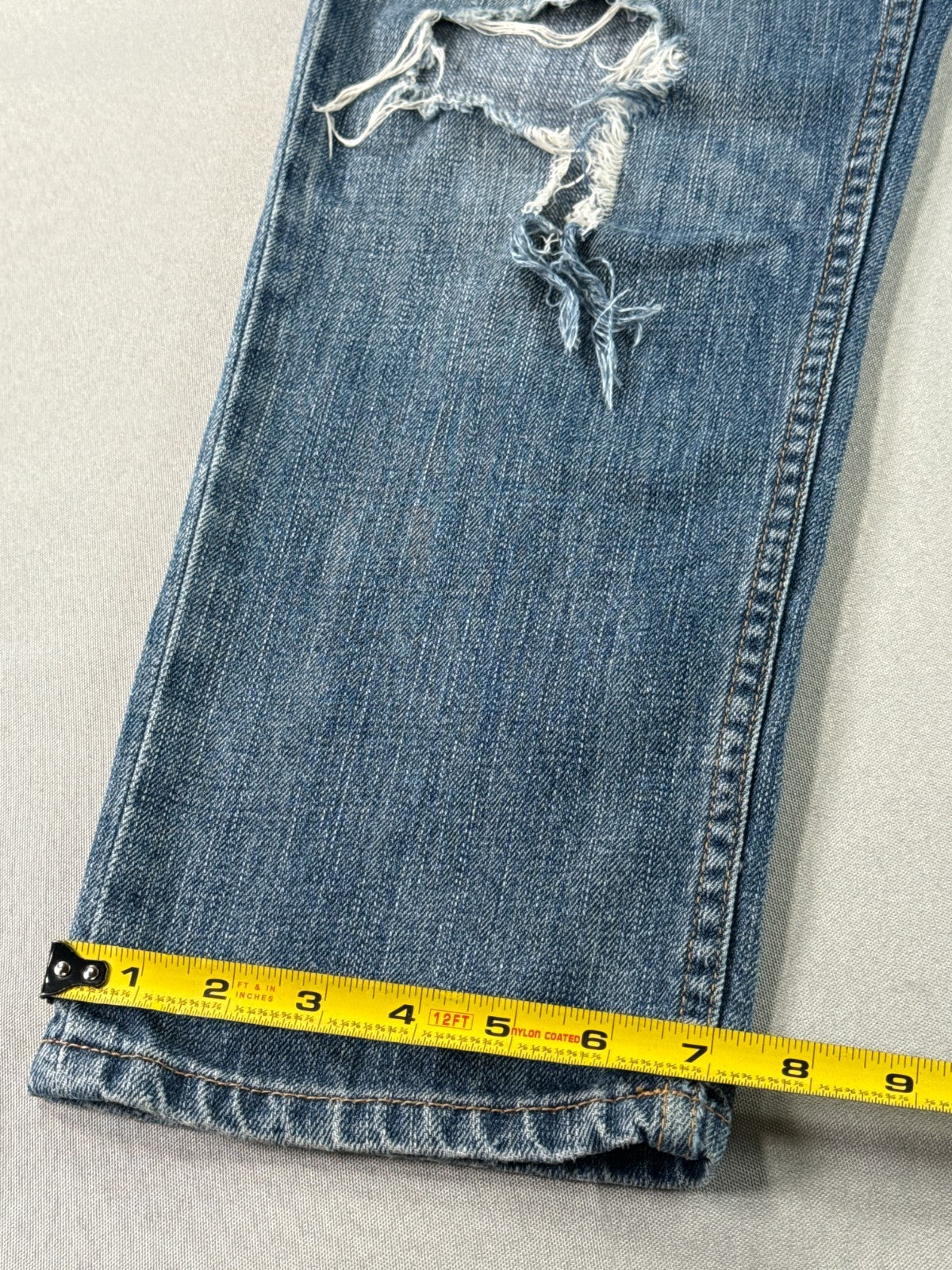 American Eagle Jeans Womens 8 Distressed Destroyed Cropped Medium Wash Boyfriend