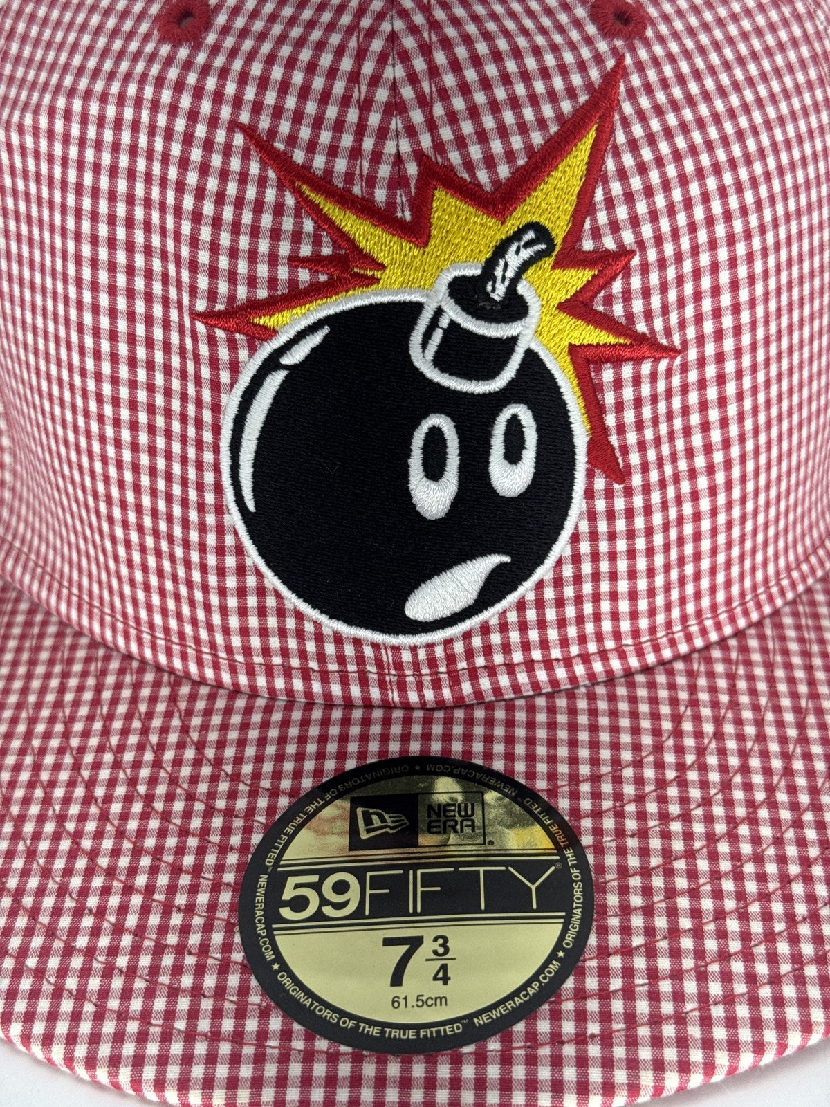 Hundreds 59FIFTY Atom Bomb Streetwear Hat 7 3 Red 100% Cotton Fitted Checkered