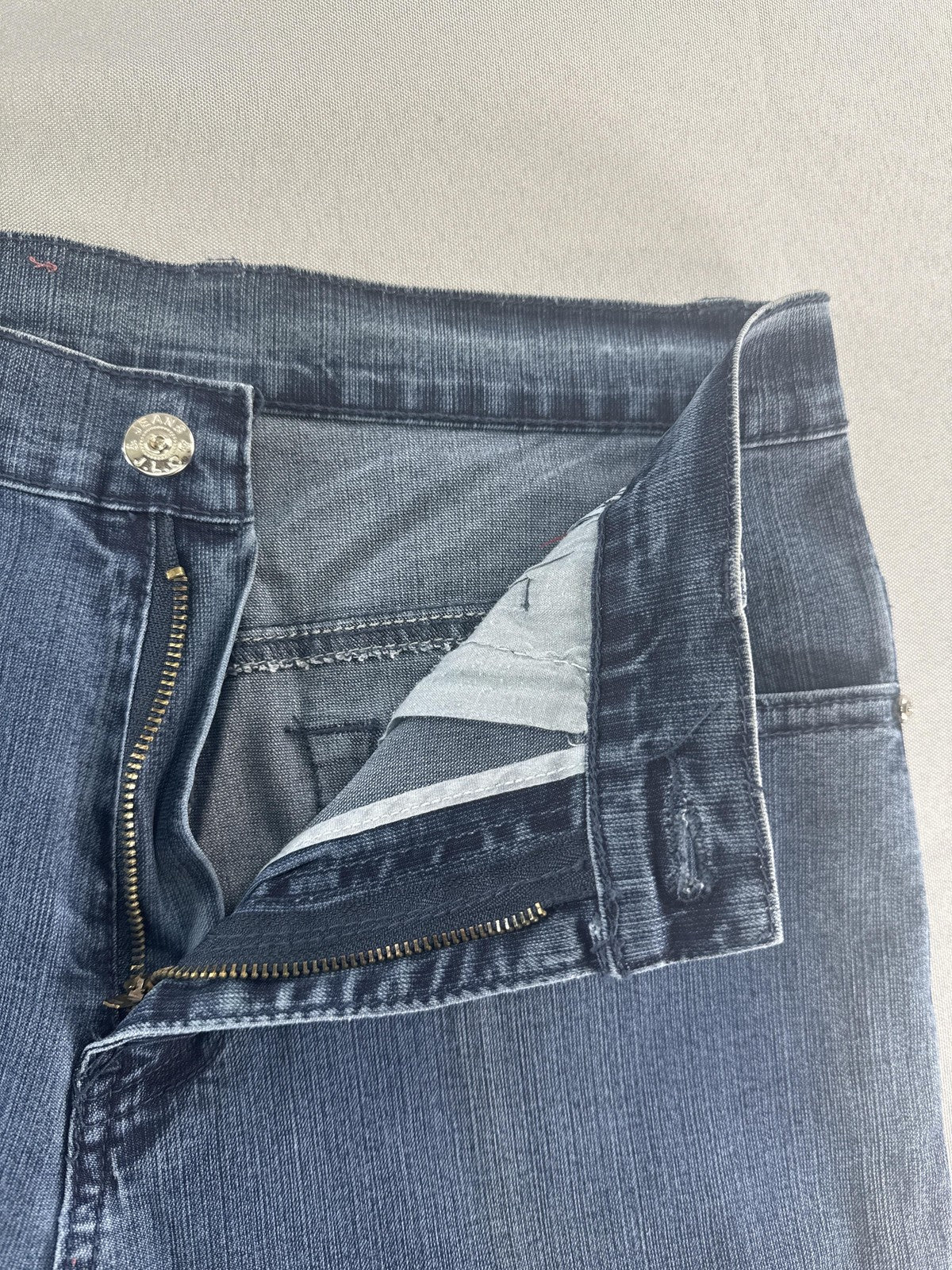 Ke Li Mei Jeans Womens Size 30 Blue Embroidered Floral Straight Leg Denim Pants