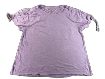Sweatshirt Project Lavender Drawstring Top 1X Scoop Neck Short Sleeve Rayon Long