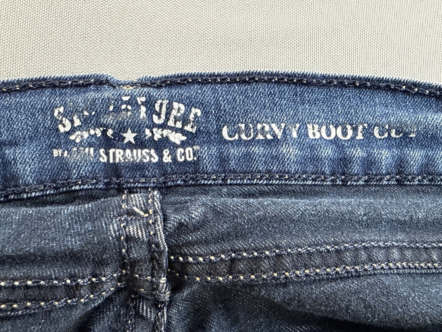 Signature Jeans 12 S Womens S/C Blue Bootcut Stretch Denim Mid Rise Cotton Blend