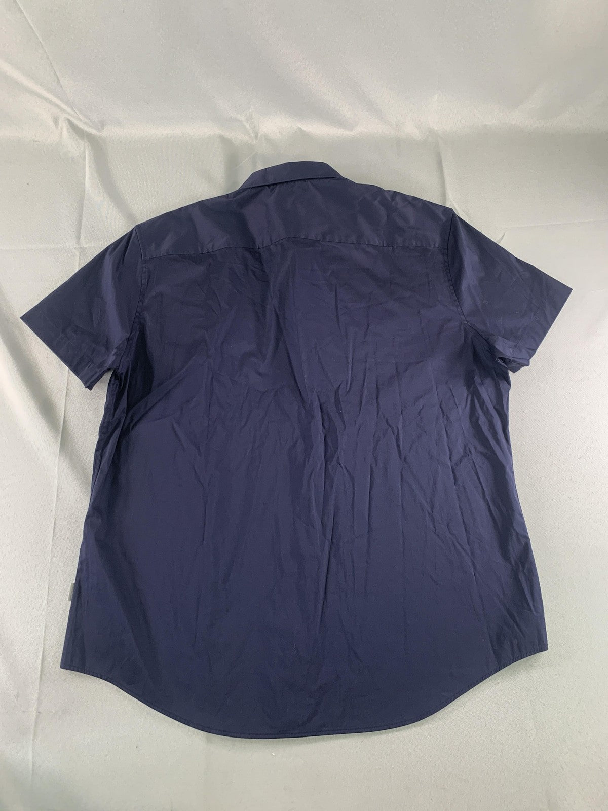 Calvin Klein Shirt Mens XL Blue Short Sleeve Snap Front Slim Fit Casual branding
