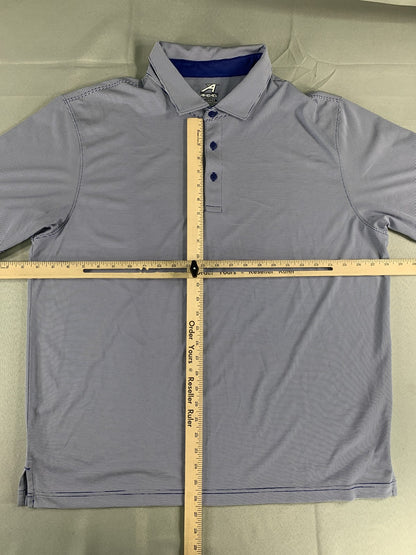 Ahead Polo Shirt Mens XL Blue White Striped Golf SRC Embroidered Performance 100