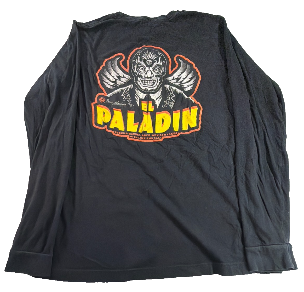 Bella Canvas Four Saints Brewing El Paladin Lucha Skull Long Sleeve Tee Mens L
