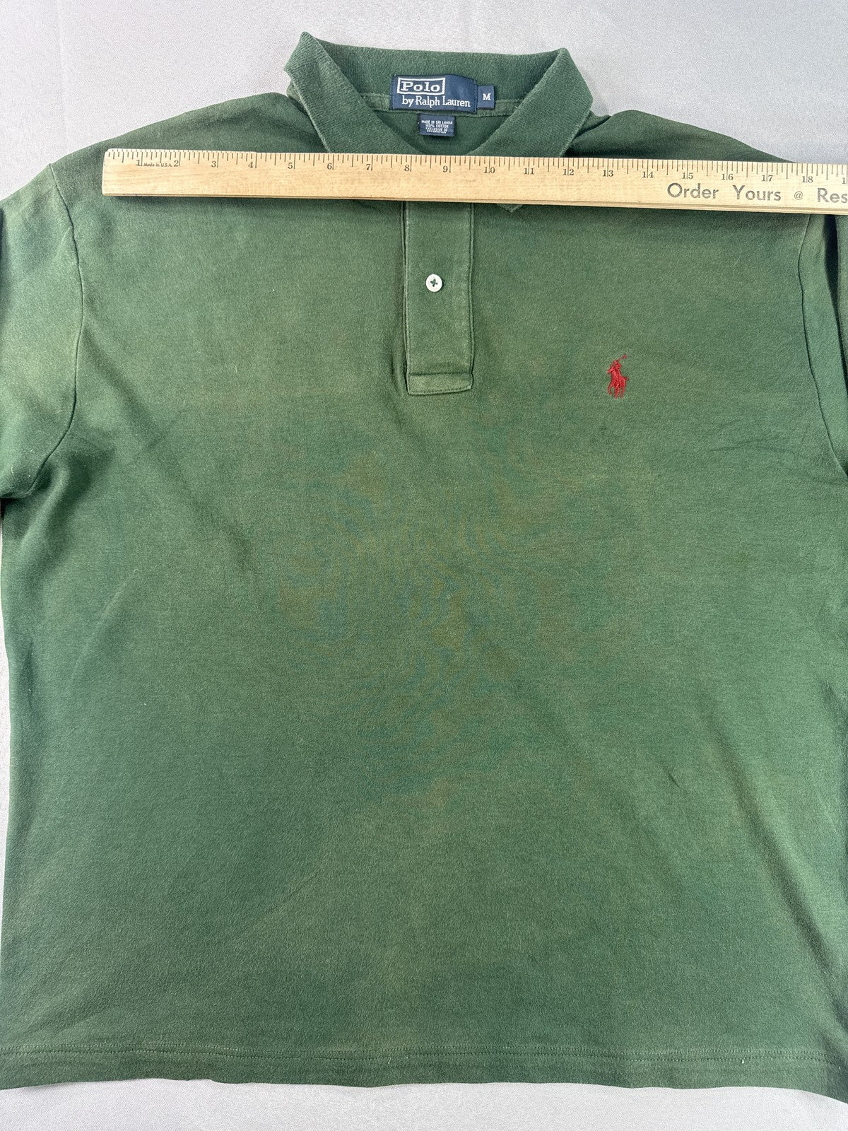 Polo M Ralph Lauren Shirt Mens Green Long Sleeve Cotton Collared Embroidered