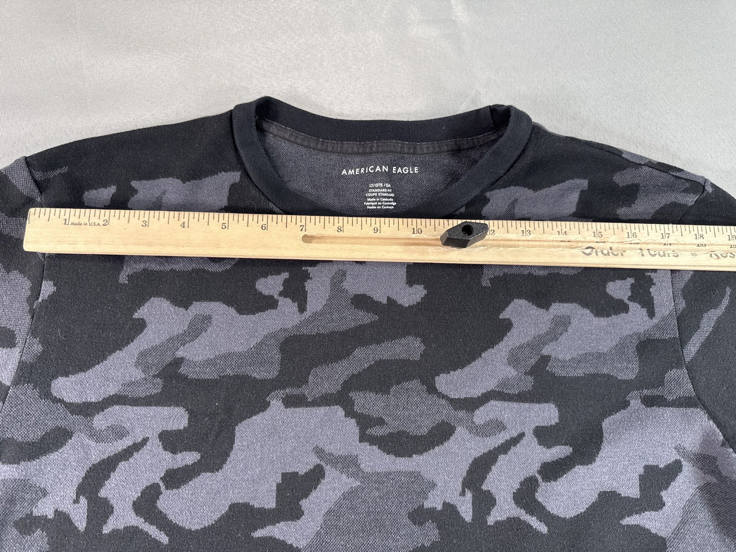 American Eagle Camo Sweatshirt LT Black/Gray Cotton Pullover Long Sleeve