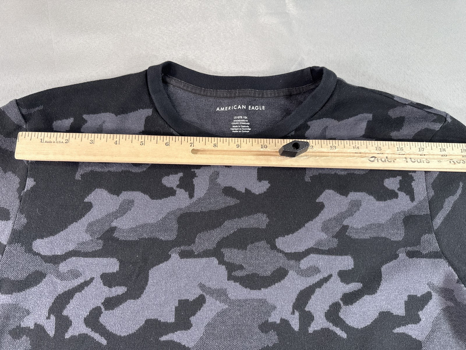 American Eagle Camo Sweatshirt LT Black/Gray Cotton Pullover Long Sleeve
