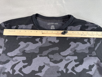 American Eagle Camo Sweatshirt LT Black/Gray Cotton Pullover Long Sleeve