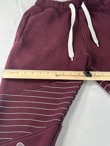 FILA Burgundy Joggers Pants L Cotton Blend Graphic Elastic Waistband Drawstring