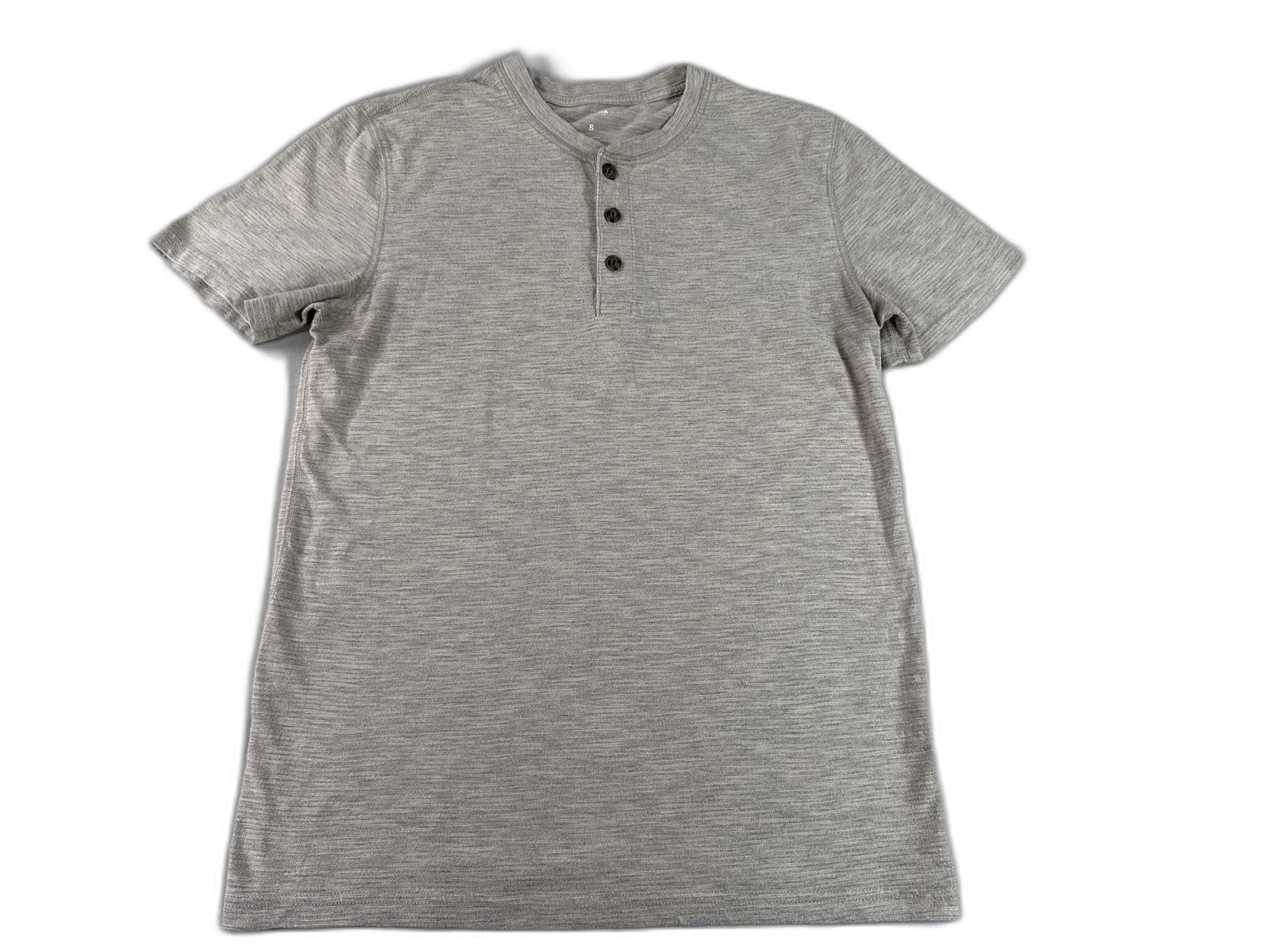SONOMA Henley Shirt S Gray Cotton Blend Short Sleeve Soft Solid VN Mens Relaxed