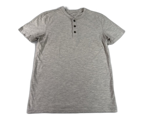 SONOMA Henley Shirt S Gray Cotton Blend Short Sleeve Soft Solid VN Mens Relaxed