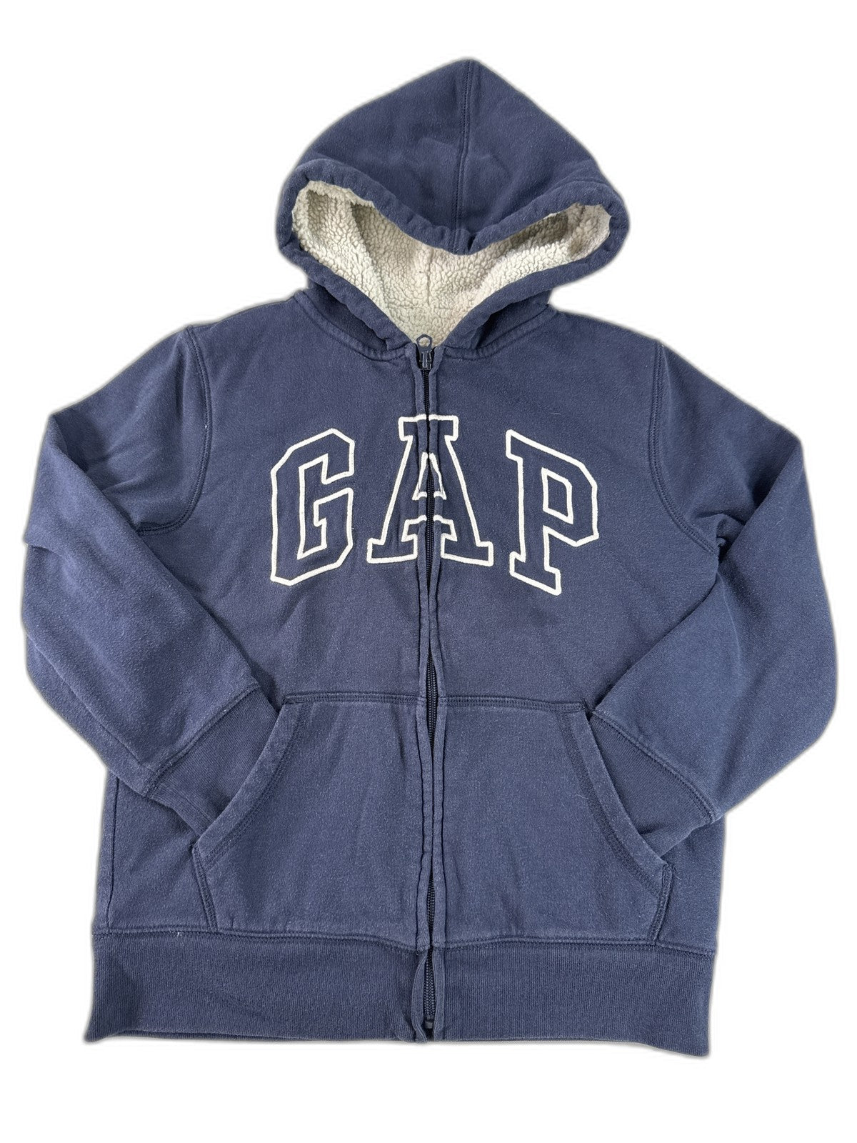 GAP Zip Up Hoodie M (8) Navy Recycled Materials Long Sleeve Regular Fit Lined