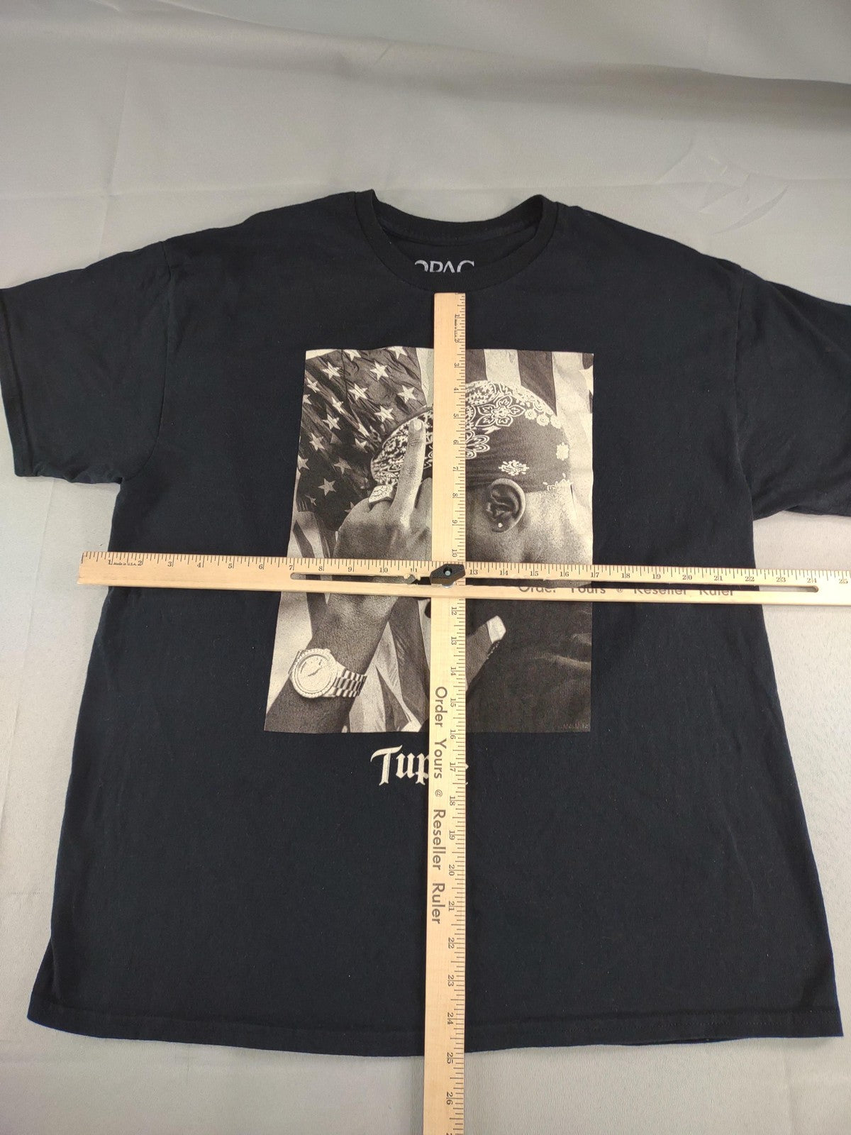Tupac Shirt Mens XL Black Rap Hip Hop Graphic Tee 2Pac American Flag 2023 Cotton