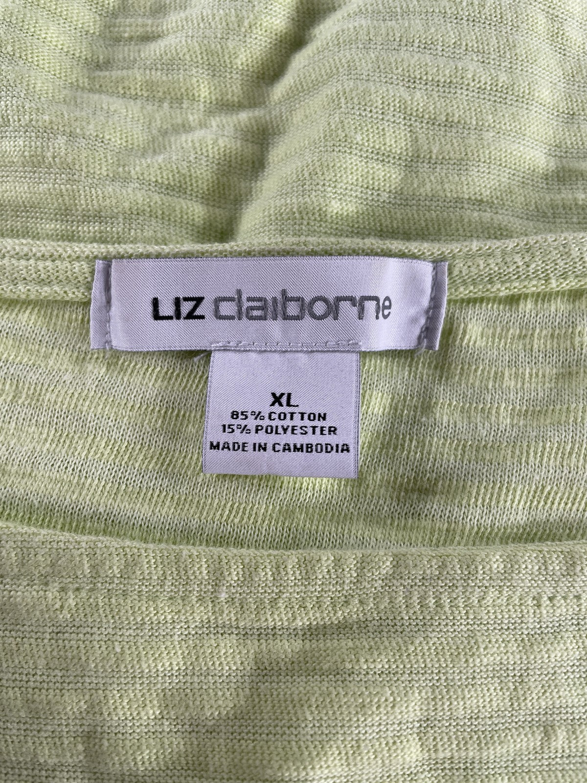 Liz Claiborne Shirt Womens XL Green 3/4 Sleeve Pullover Casual Lightweight Top
