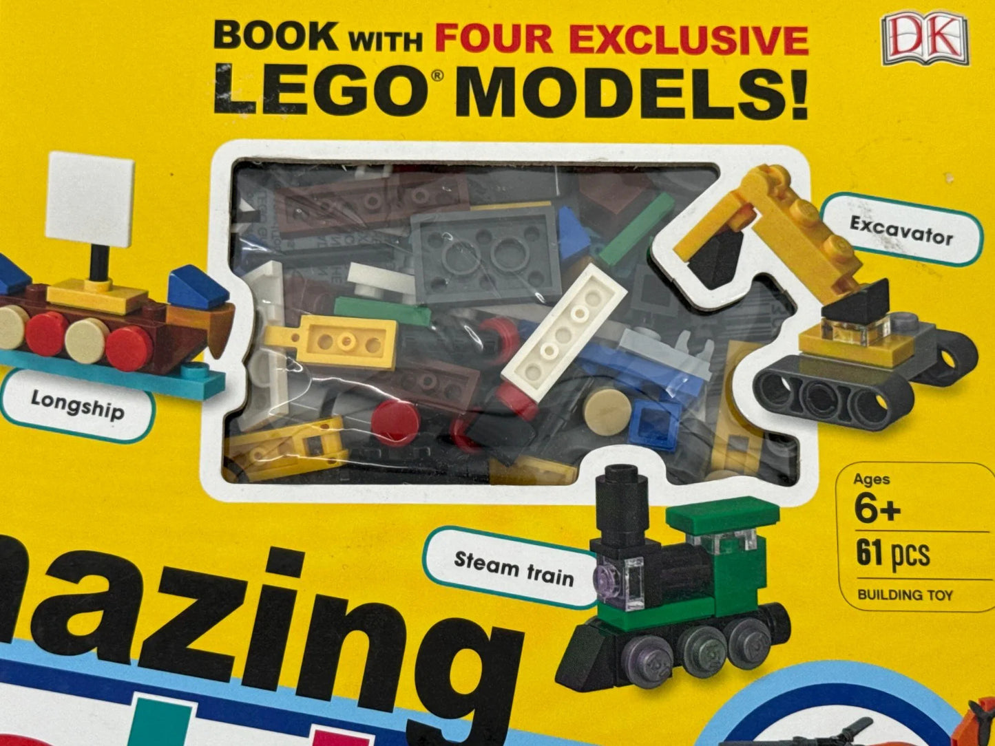 LEGO Amazing Vehicles Book w/ 61 Pcs Build Set DK 2020 Steam Train Jet Truck USE