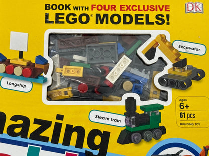 LEGO Amazing Vehicles Book w/ 61 Pcs Build Set DK 2020 Steam Train Jet Truck USE
