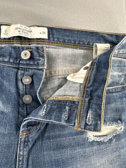 Abercrombie & Fitch Jeans Womens 6 W28 Distressed Selvedge Denim Straight Leg