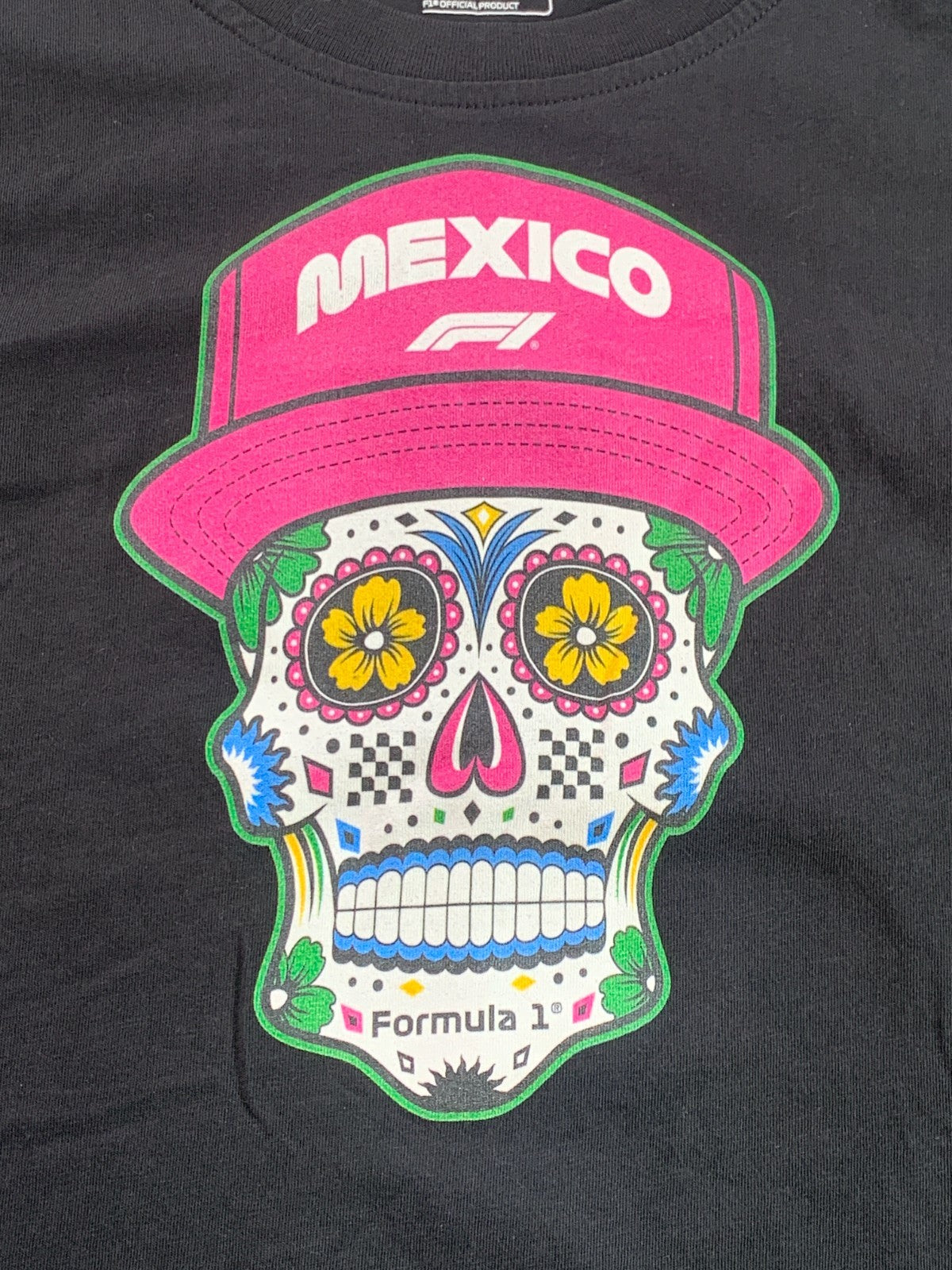 Formula 1 Mexico GP Sugar Skull Graphic T-Shirt Womens XS Black F1 Official Tee