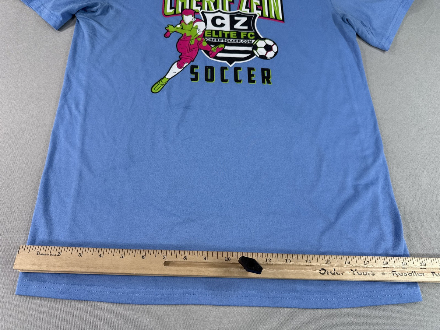 NIKE Cherif Zein Sports Tee M Blue Polyester Athletic Graphic Crewneck