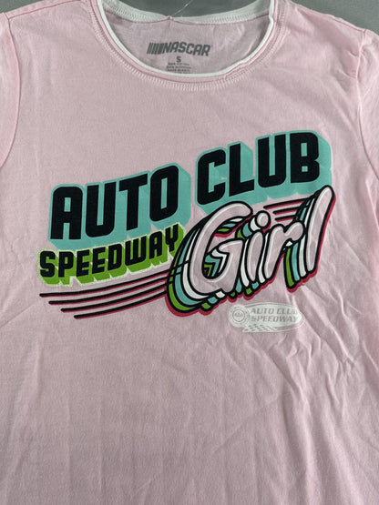 Auto Club Speedway Shirt Womens Small Pink NASCAR Racing Girl Graphic Tee New