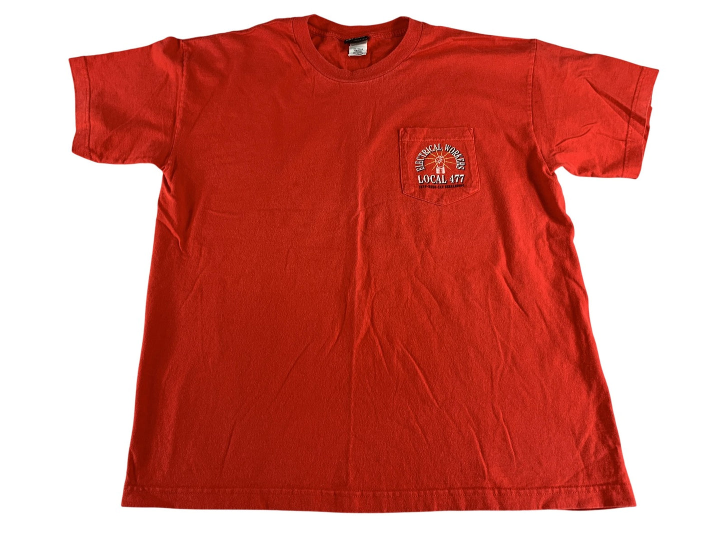 Electrical Workers Local 477 Shirt Mens XL Red Pocket Union Tee Made USA Cotton