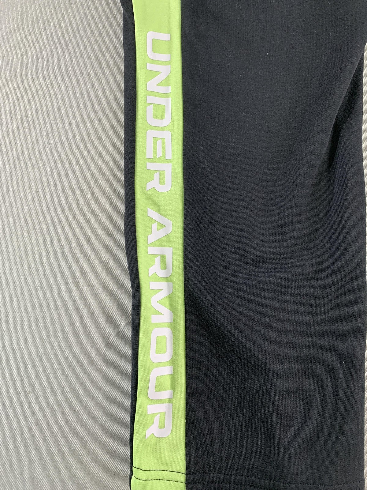 Under Armour Pants Youth Medium Black Neon Green Track Athletic Logo Drawstring