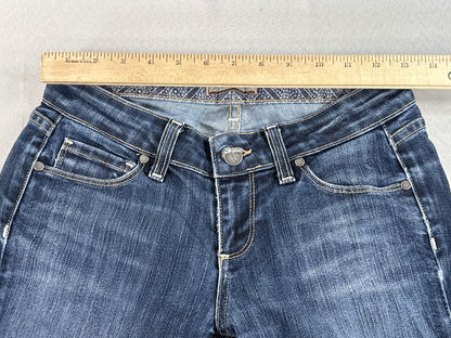 Paige Bootcut Jeans Womens 25 Blue Cotton Polyester Regular Fit Dark Wash Mid