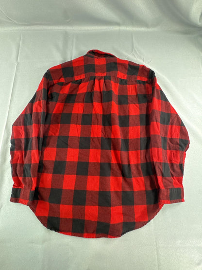 Levis Shirt Mens Small Red Black Buffalo Plaid Button Up Flannel Long Sleeve 100