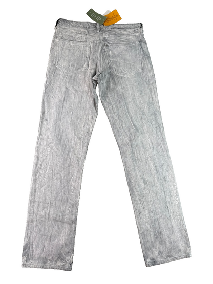 H&M White Crackle Coated Jeans Womens 4 Straight Leg High Rise Festival