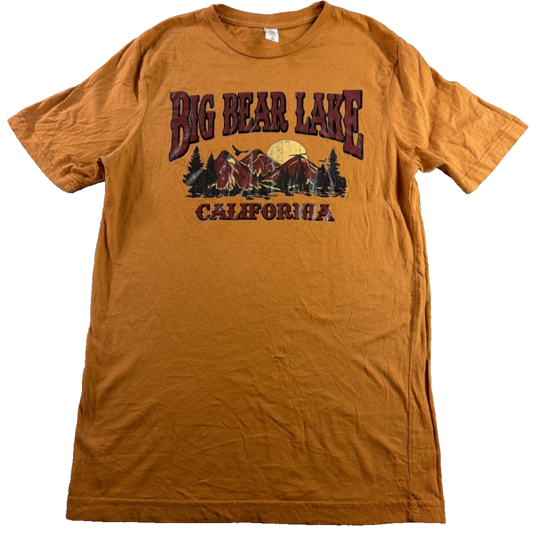 Big Bear Lake California Lane Seven LST002 Mustard Graphic Mountain Tee Mens M
