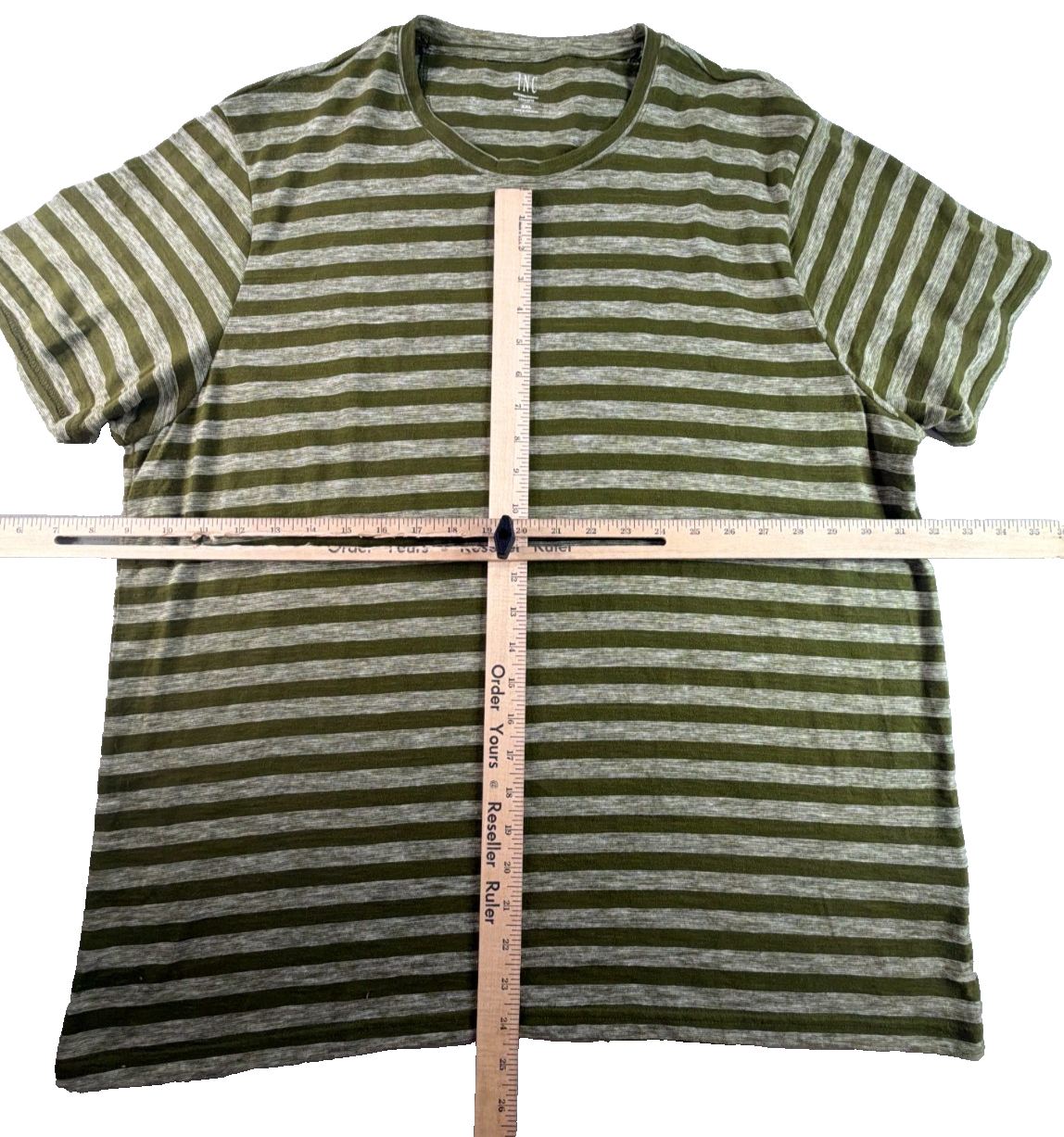 INC International Concepts Green Striped Tee Womens XXL Short Sleeve Casual