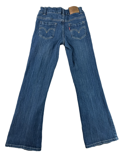 Levi's 517 Girls Jeans 12 Slim Flare Stretch Medium Wash Adjustable Waist Denim