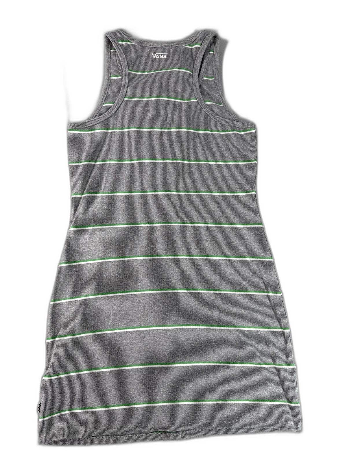 Vans Striped Scoop Neck Sleeveless Dress Womens M Grey Cotton Blend Button Black