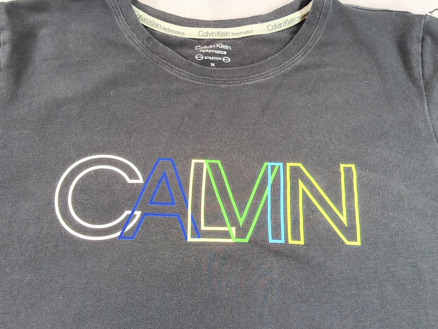 Calvin Performance T Klein Performance Graphic Tee TX Black Cotton Crewneck