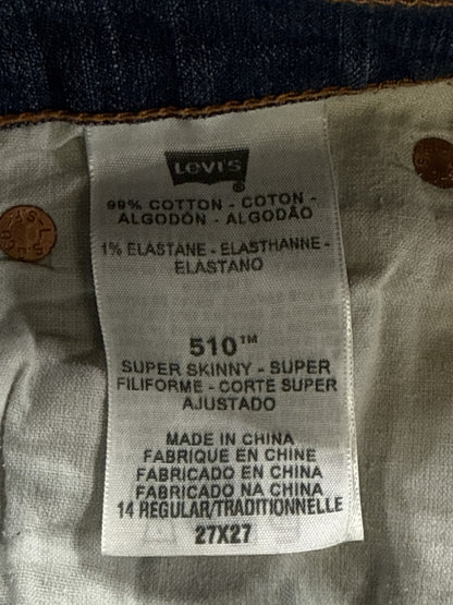 Levi's Skinny Jeans 27X27 Blue Distressed Faded Stretch Denim Mid Rise