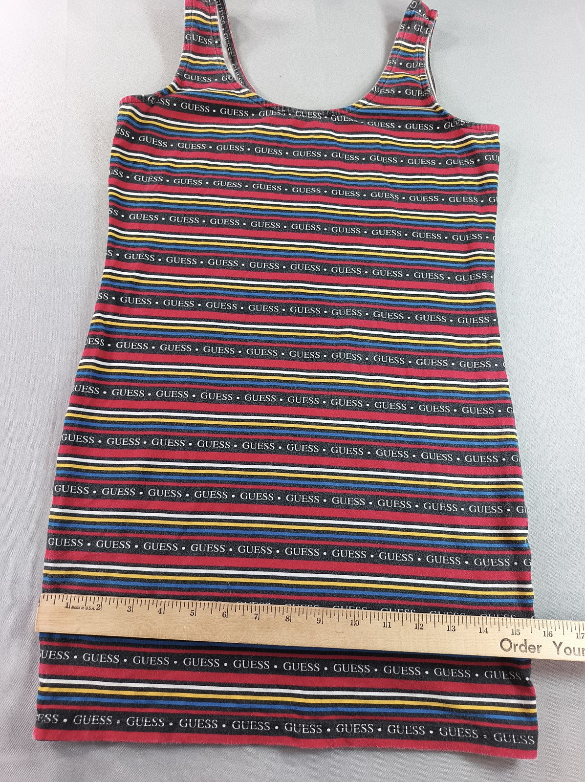 GUESS Tank Dress Womens M Multicolor Cotton Scoop Neck Sleeveless All Over Logo